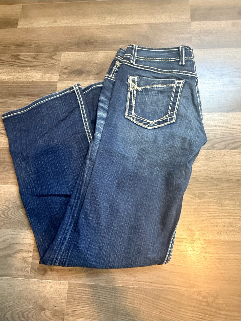 BKE Women's Dark Blue Flare Jeans with Contrast Stitching